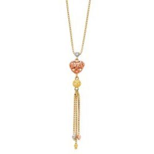 14M Yellow & Rose Gold Heart dangling Necklace 18”